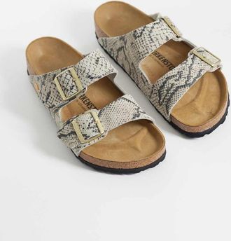 Birkenstock Arizona sandali con stampa serpente-Bianco