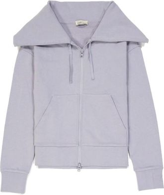Herno Lila Shawl Kraag Katoenen Vest - Dames - Vesten met rits - Paars - M - Katoen - Hoodies & sweatvesten