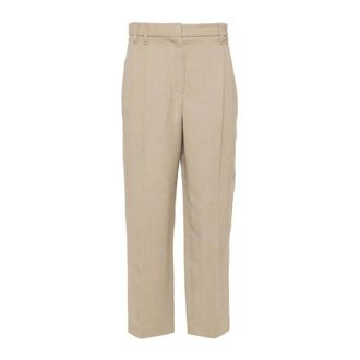 Brunello Cucinelli Broeken, Dames, Beige, M, Linnen, Beige Stijlvolle Damesbroek