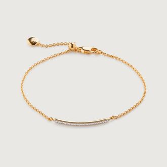 Monica Vinader Skinny Diamond Short Bar Bracelet, Gold Vermeil on Silver