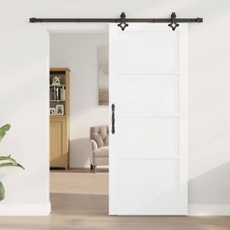 Berkfield Home Sliding Door with Hardware Set White 83x202 cm Solid Wood Pine