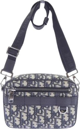 Dior Pre-owned Safari Oblique Jacquard Mini Bag - Dames - Vintage Schoudertas - Blauw - ONE Size - Vintage