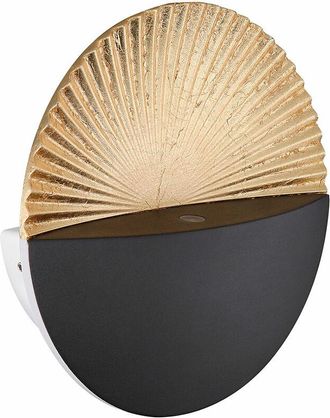 ETC Shop Lampada da parete lampada da parete lampada da parete design luce soggiorno nero oro lampada da parete rotonda in design conchiglia, metallo, 1x LED