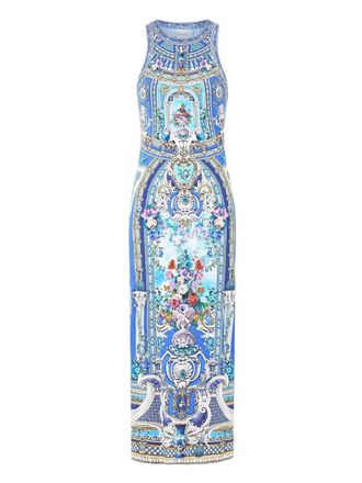 Camilla Ottoman Opulence floral maxi dress - women - Cotton/Spandex/Elastane - S - Blue