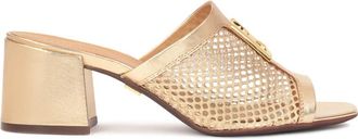 Kazar Openwork gouden muiltjes versierd met een monogram - Dames - Muiltjes - Geel - 36 1/2 EU - Leer - Schoenen