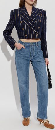 Vivienne Westwood Double-breasted Linen Blazer, Womens, Navy Blue