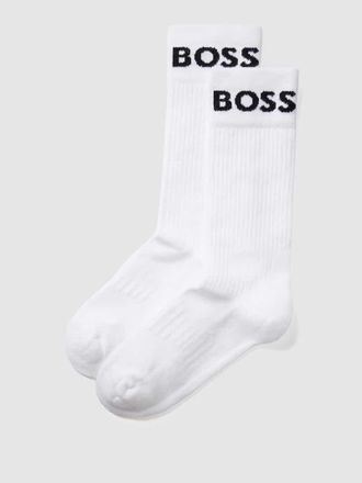 HUGO BOSS Socken mit Label-Print im 2er-Pack in Weiss, Größe 39-42
