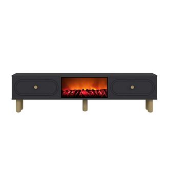 Concept Usine Mueble TV con chimenea LED de 150 cm gris antracita