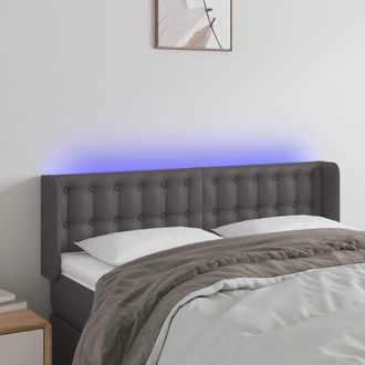 vidaXL Cabecero Con Led Cuero Sint&eacute;tico Gris 147x16x78/88 Cm Vidaxl
