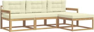 vidaXL Conjunto De Sof&aacute;s De Exterior 4 Uds. Blanco Y Crema Poli&eacute;ster Vidaxl