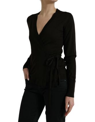Dolce & Gabbana Virgin Wool Wrap Cardigan - Black