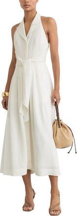 Reiss Tor Sleeveless Tie Front Linen-Blend Midi Dress