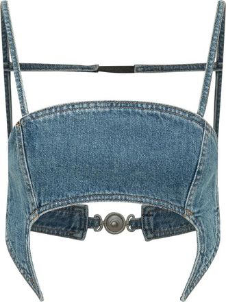 Marine Serre Moon Denim Bra Top - Dames - Tops zonder mouwen - Blauw - S - Denim - Tops