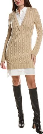 English Factory Mixed Media Cable Knit Sweaterdress