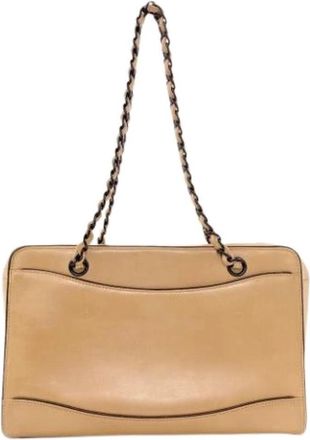 Chanel Pre-owned Vintage Tote - Dames - Vintage Schoudertas - Beige - ONE Size - Leer - Vintage