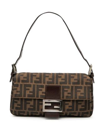 Fendi 1900s Zucca Baguette canvas schoudertas - Bruin