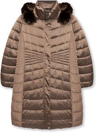 Fiorella Rubino Lange jas van bi-materiaal - Dames - Parka Jassen - Bruin - 3XL - Polyester - Jassen