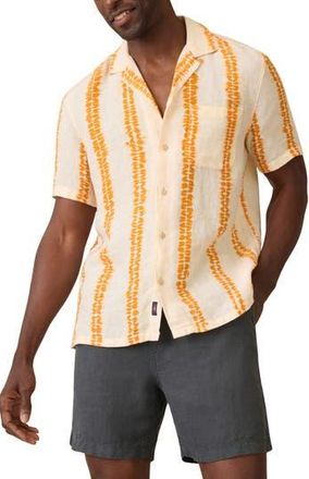 Faherty Shibori Palma Linen Camp Shirt in Citrus Valley at Nordstrom Rack, Size X-Large