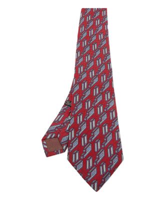 Dior geometric-print silk tie - men - Silk - One Size - Red