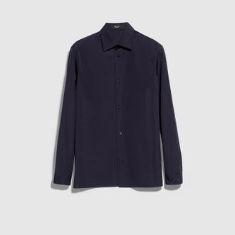 Gucci Piece Dyed Cotton Poplin Shirt, Size 42, Blue
