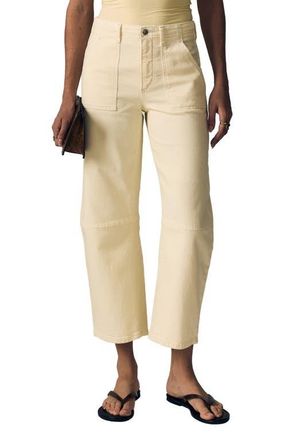 LE JEAN High Waist Barrel Jeans in Lemon Yellow at Nordstrom, Size 24