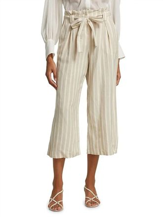L'agence Samira Wide Paperbag Pant In Bisque/ivory Stripe