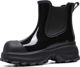 Generic Unisex Wellingtons Boots Knee Ladies Wellie Rubber Textile Lined Anti-Skid Slip On Shoe Comfortable Chelsea Shoes Wider Calf Fitting Rain Boot for Fes