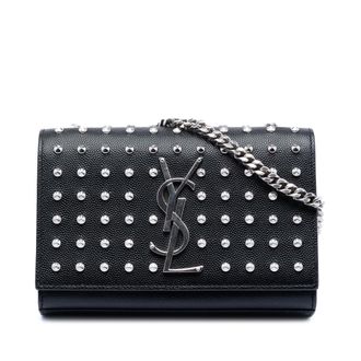 Saint Laurent Tweedehands Mini Grain De Poudre Studded Kate Schoudertas