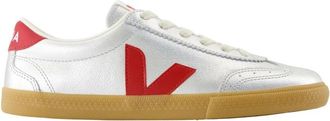 Veja Zilveren Leren Volley Sneakers - Dames - Sneakers - Grijs - 37 EU - Leer - Schoenen