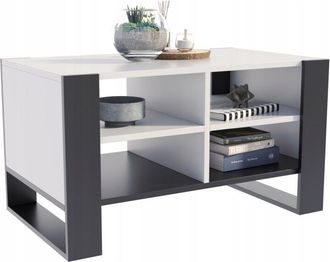 OEM Tavolino Da Caff&egrave; Figa In Rovere Bianco Nero Loft Per Soggiorno Con Mensola Loft