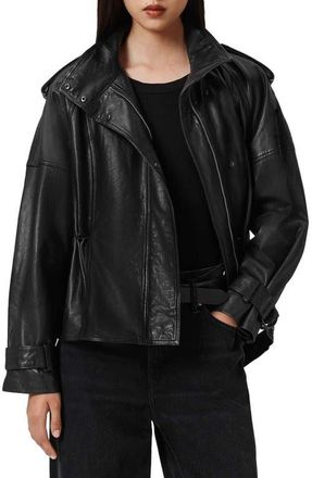 AllSaints Serne Leather Jacket in Black at Nordstrom, Size X-Small