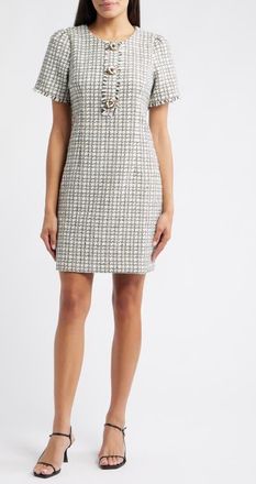Lilly Pulitzer Brenda Bouclé Tweed Shift Dress in Coconut Lurex at Nordstrom, Size 14