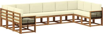 vidaXL Conjunto De Sof&aacute;s De Exterior 10 Uds. Natural Y Crema Vidaxl