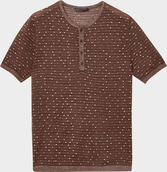 John Varvatos Mens Cabras Wool Henley Short-Sleeve Sweater