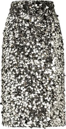 Dolce & Gabbana Sequined Midi Skirt - Dames - Midirokken - Grijs - M - Polyester - Rokken