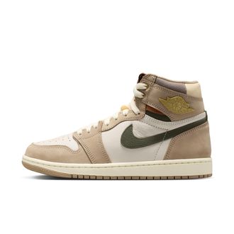 Nike Jordan Womens Air Jordan 1 High OG Khaki Shoes in Brown | FD2596-201