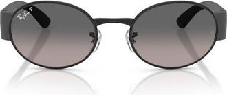 Ray-Ban 52mm Polarized Gradient Oval Sunglasses in Black /Grey Gradient Polar at Nordstrom