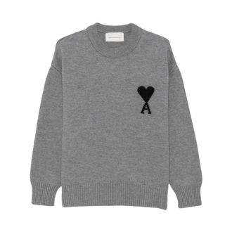 Ami De Coeur wollen trui met ronde hals - Dames - Truien - Grijs - Maat: M Wol