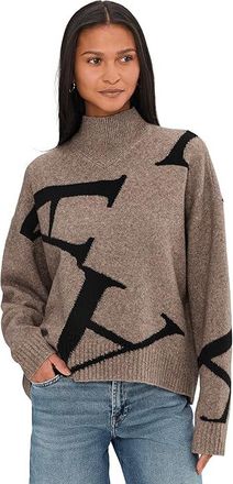 AllSaints A Star Jumper Womens Sweater Doe Brown/Black : SM, Acrylic/Polyamide/Viscose
