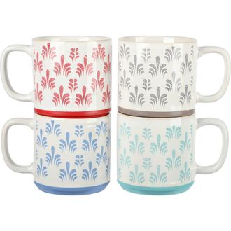 Gibson Home Morning Mist 4 Piece 18 Ounce Stoneware Mug Set in Red at Nordstrom