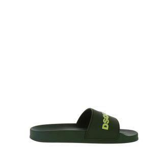Dsquared2 Sliders, male, Green, Size: 10 US Printed Round Toe Slippers