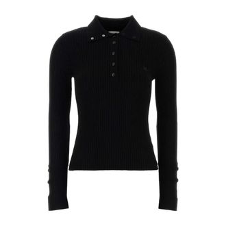 Courr&egrave;ges Polo Shirts, female, Black, Size: S Classic Rib Polo