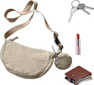 Generic Small Crescent Bag - Stylish Sling Shoulder | Casual Compact Storage Pack Nylon Purse Tote Lightweight Travel Work School Date Shopping Daily Accessor