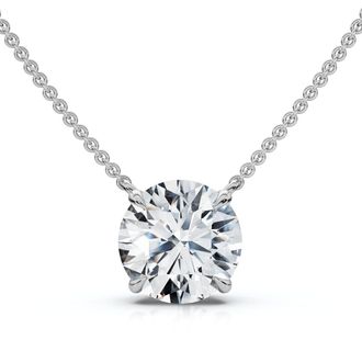 Pompeii3 1Ct Floating Solitaire Diamond Pendant 14k Gold Womens 18 Necklace Lab Grown