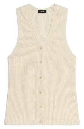 Theory Cotton Sweater Vest in Ivory at Nordstrom, Size X-Small