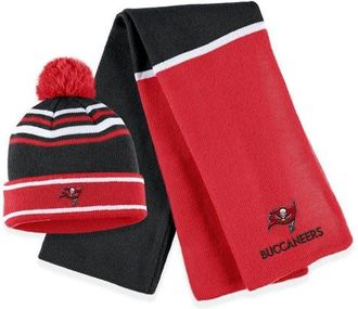 WEAR by Erin Andrews Womens WEAR by Erin Andrews Red Tampa Bay Buccaneers Colorblock Cuffed Knit Hat with Pom and Scarf Set at Nordstrom