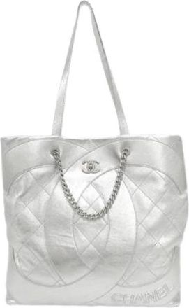 Chanel Pre-owned Metallic Calf Shoulder Bag - Dames - Vintage Shopper - Grijs - ONE Size - Leer - Vintage