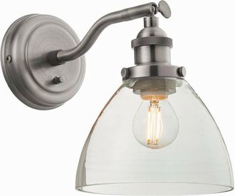 Endon Lighting Dome Wall Lamp Brushed Silver Paint, Clear Glass