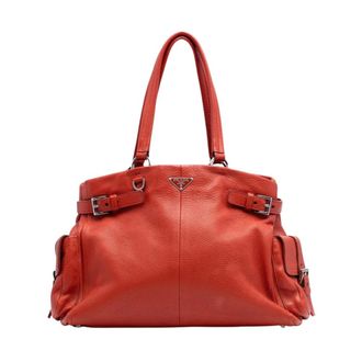 Prada Pre-owned Handbags, female, Orange, Size: ONE SIZE Pre-owned Leather Satchel Bag