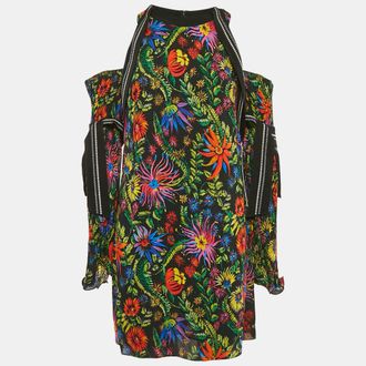 3.1 Phillip Lim Black/multicolor Floral Print Crepe Cold Shoulder Mini Dress